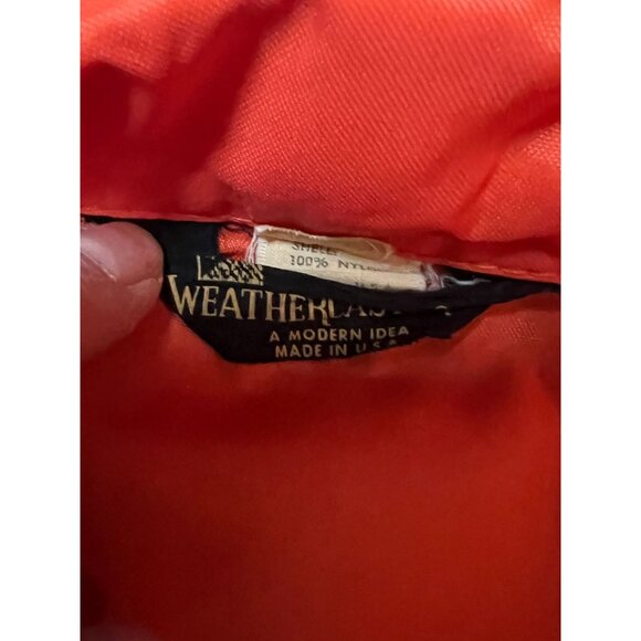 70s 80's Weathercaster Orange Nylon WindBreaker Jacket Large USA Vtg Streetwear - Picture 2 of 10